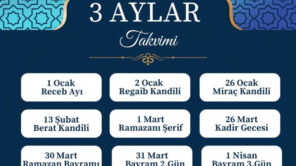 2025 Üç Aylar Takvimi